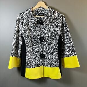 Artex Fashion Black & Yellow Lagenlook Lightweight Jacket w/Large Buttons Size L